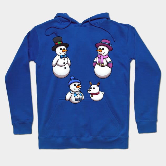 Happy Cartoon Snowman Family Sticker Pack Hoodie by TheMaskedTooner